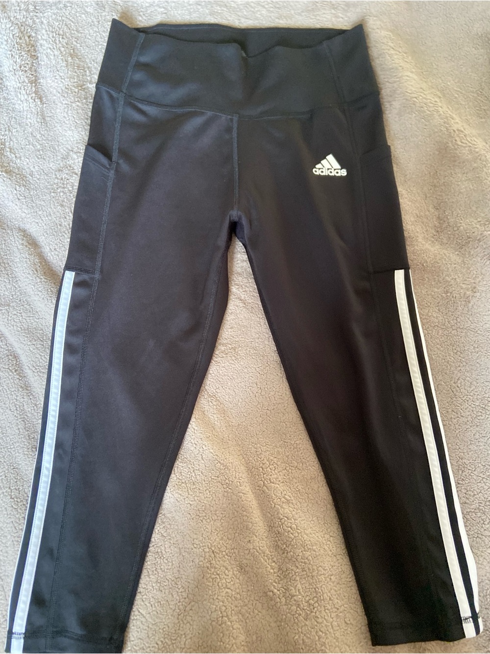 adidas Black woman Leggings with White Side Stripes